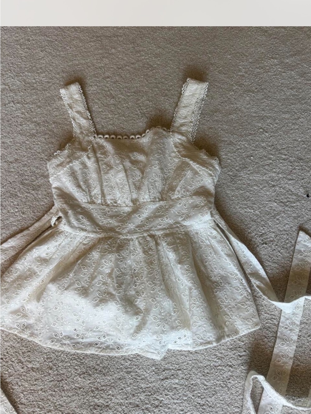 Moon River White Eyelet Lace Peplum Sundress